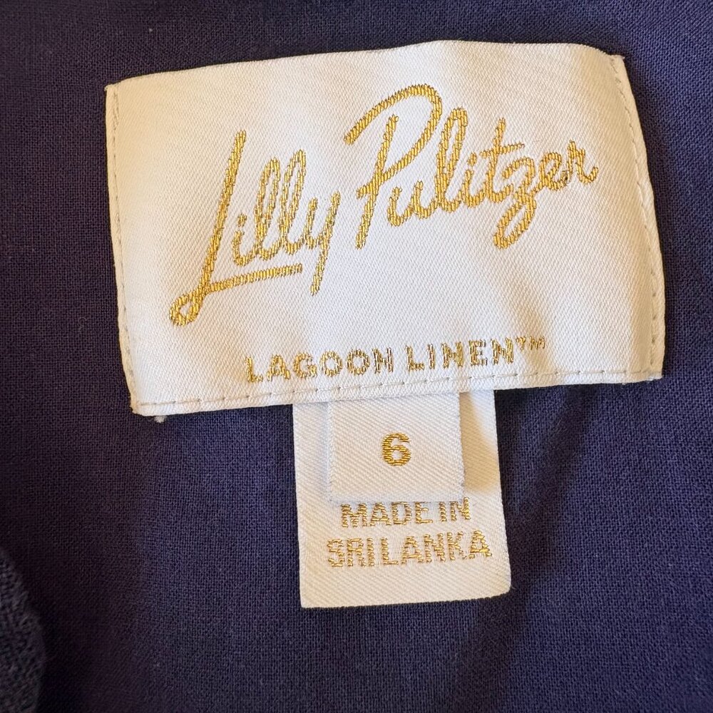Lilly Pulitzer Mialeigh Lagoon Linen Blue Dress Size 6 - Picture 3 of 6